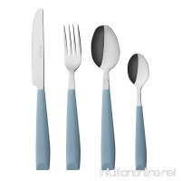 EXZACT WF232W - 16 PCS Cutlery Set - Stainless Steel With Plastic Wide Handles – Comfortable to Hold - 4 x Forks 4 x Dinner Knives 4 x Dinner Spoons 4 x Teaspoons – Service for 4 (Light Blue) - B075VF4SVT